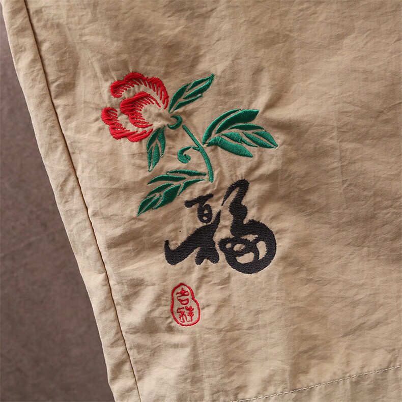 风大刺绣短裤男中式休闲百搭五分裤沙滩裤XZ310B-3-DK1905-P27,男装牛仔裤,星座310B-3