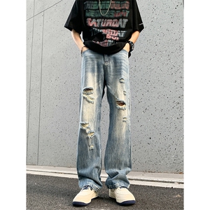 B221 美式ins高街暗黑小众夏季重工艺破洞牛仔裤LK24178-P65 控88图片