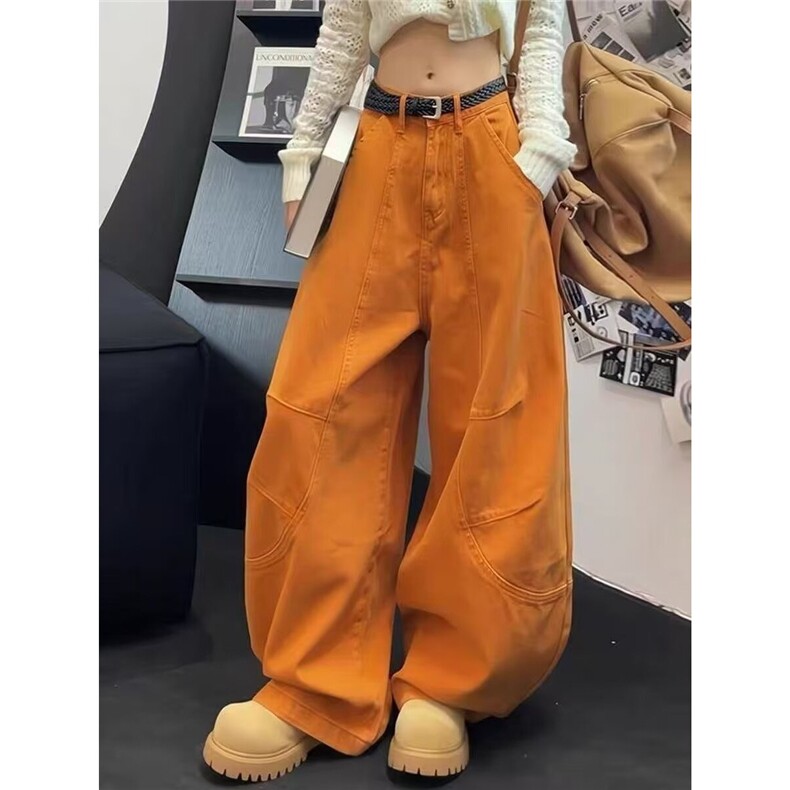 港风秋冬款男女牛仔裤弯刀阔腿宽松直筒休闲长裤NK0015P65,男装牛仔裤,星座1013-1