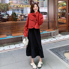一整套入秋穿搭洋气时尚连衣裙套装高级感气质两件套，女装套装/套裙，帛锦泉