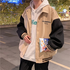 复古港风秋冬季2023新款拼接棒球服M-3XL加厚美式外套W2397-P60，男装夹克，星座512-2