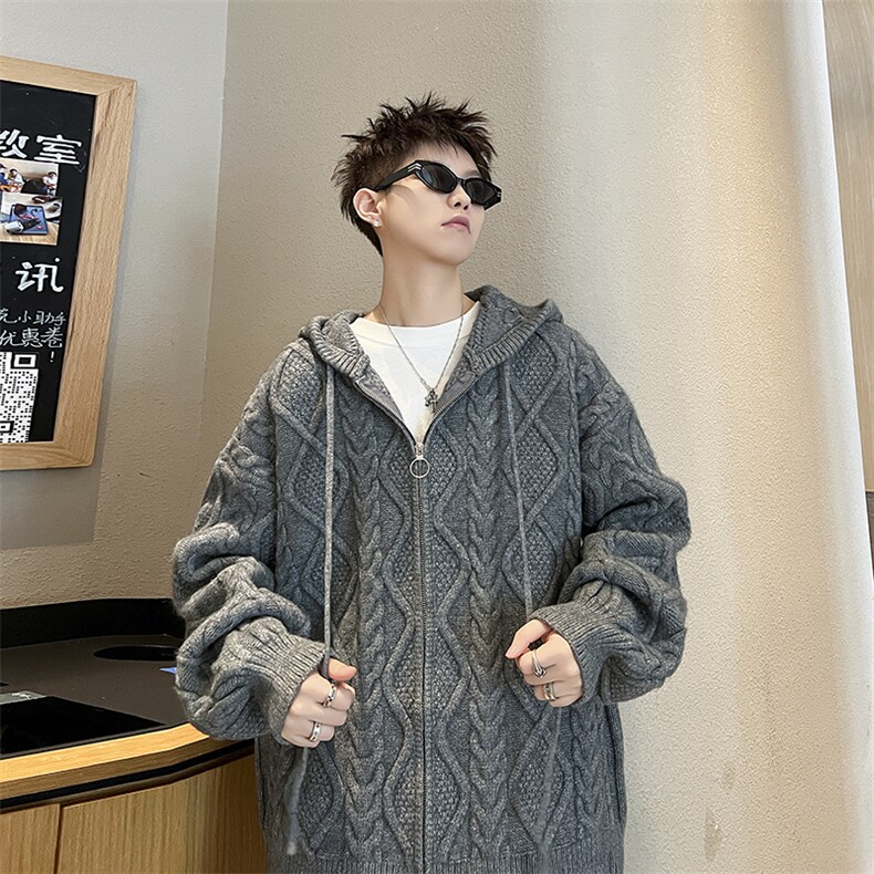 2024秋冬新款开衫毛衣美式休闲慵懒风V领针织衫男外套MY0571-P68图片
