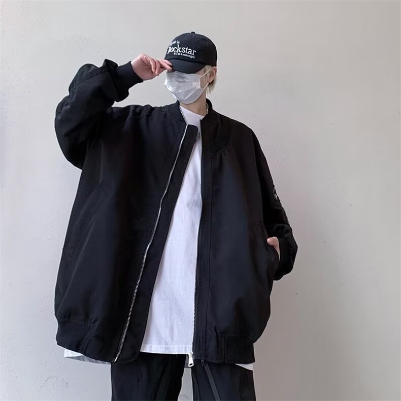 美式高街棒球服男士潮牌飞行夹克宽松休闲青年学生外套HJ488-P65图片