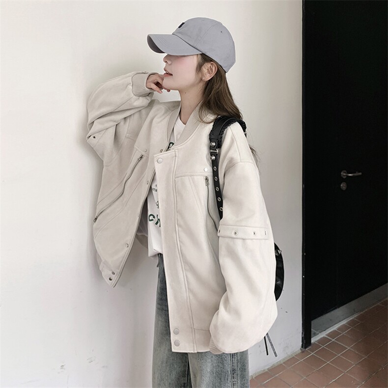 现货双拉链麂皮外套2509P155控228,女装短外套,2C201