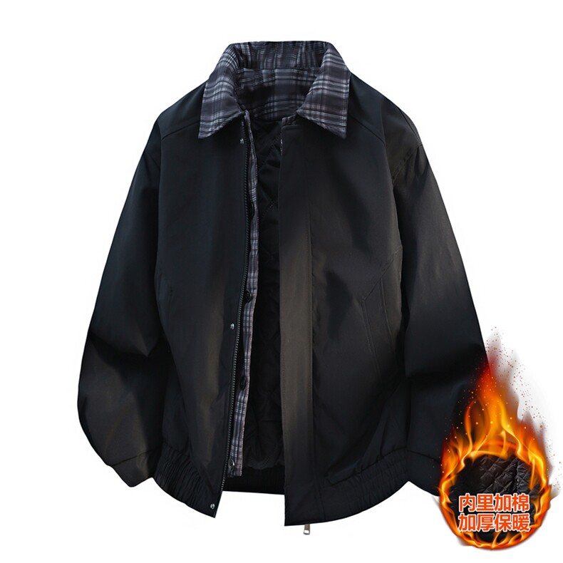 2025冬季休闲痞帅工装时尚潮流假两件夹克加棉加厚-加厚6002-P80，男装夹克，星座1105