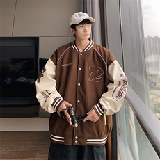 港风上衣夹克宽松落肩拼色棒球服外套JK711-P68，男装夹克，星座1204-3