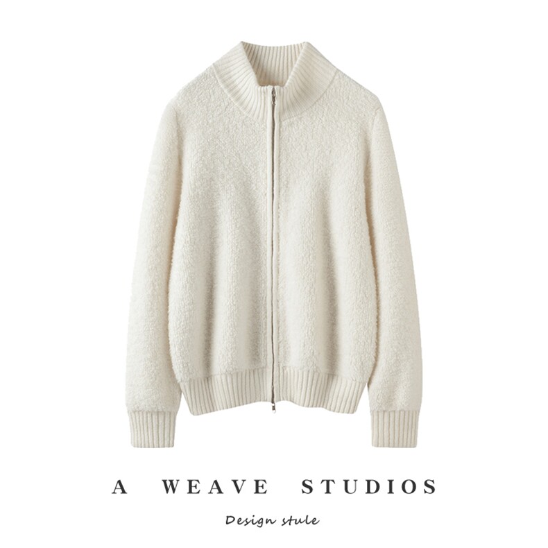 2025简约大气毛巾绣外套百搭时尚，女装针织衫/毛衣，兴泰羊绒