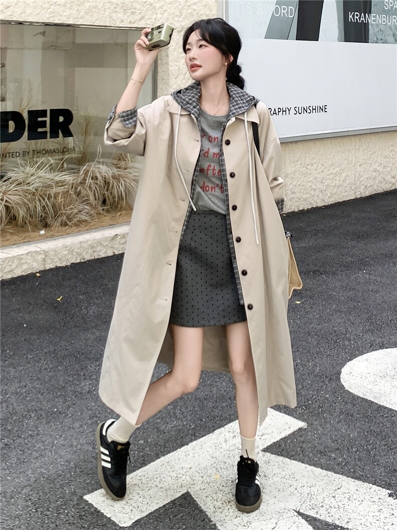 210-3282-P190-K288高级感通勤中长款风衣秋装新款2025年秋季,女装风衣,韩蜜菓