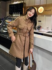 时尚潮流百搭修身显瘦长衣，女装棉衣/棉服，千利红