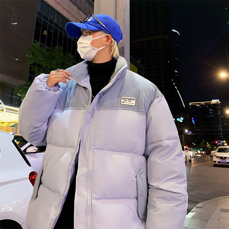 字母贴标棉衣男冬季加厚男士棉服潮流棉袄灯芯绒A266-WMY8623-P75,男装棉衣,电商A266