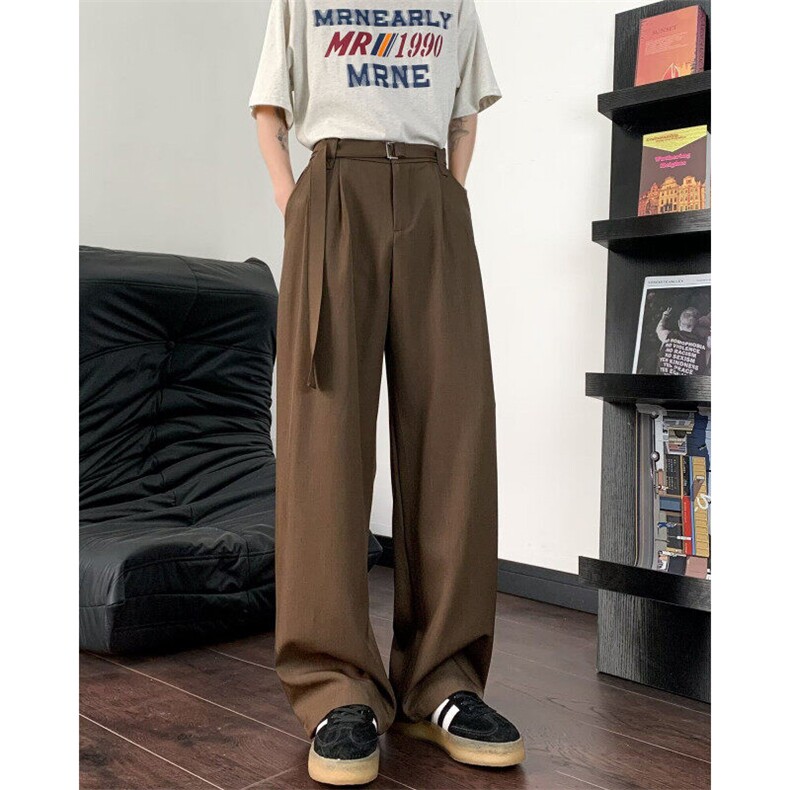 配腰带休闲西裤男士韩版潮流帅气百搭垂感2026夏季长裤K6186-P42，男装西裤，星座412-2