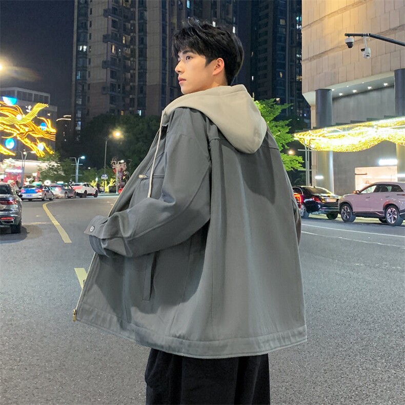 2025春款假两件夹克男工装青少年户外宽松外套情侣外套JK0195-P90,男装夹克,星座308B-2