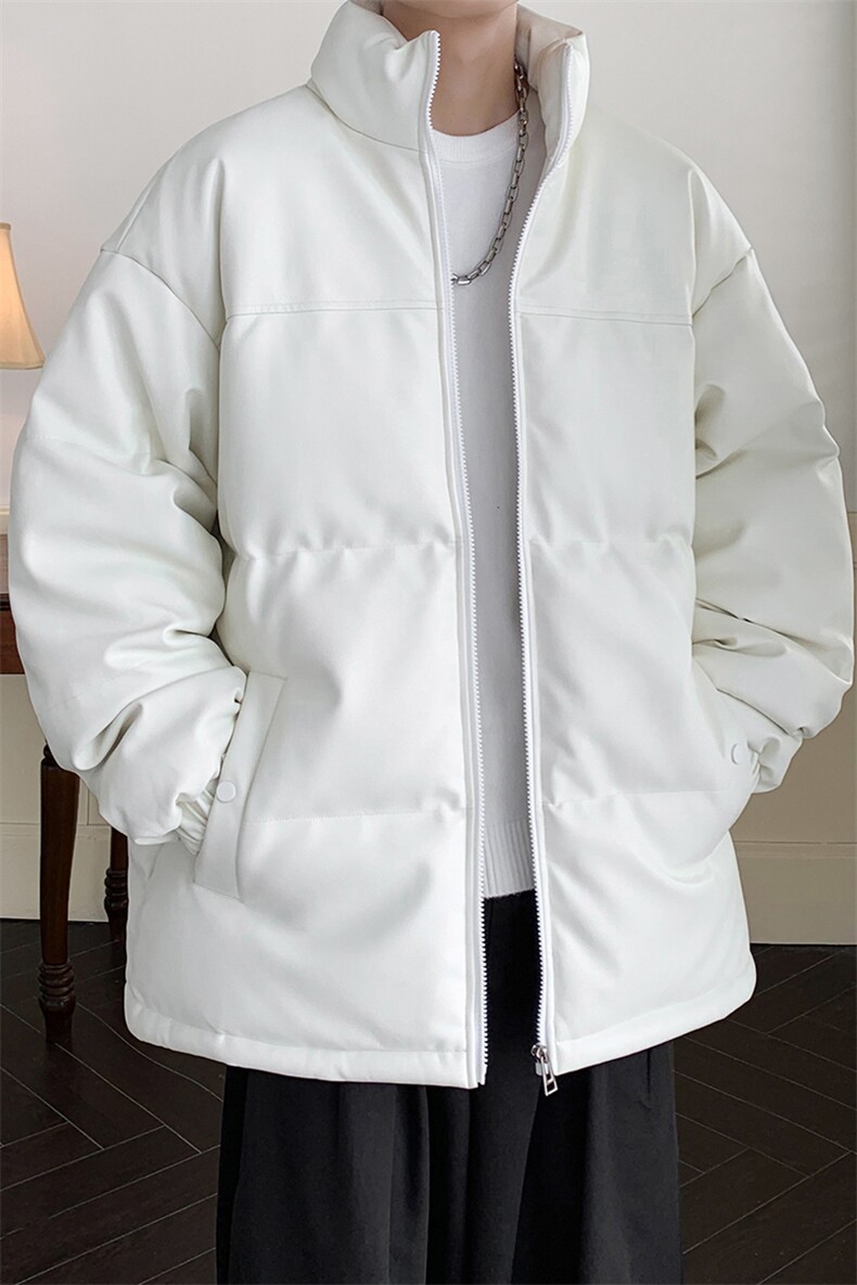 港风潮牌新款亮皮防水立领棉服潮流保暖棉衣M083-P100控139,男装棉衣,星座717