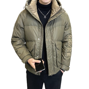 6645 P165冬季男士新款立领时尚短款字母情侣羽绒服店主风图片