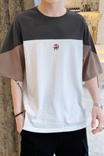 2021夏季男士潮流拼色短袖T恤青少年宽松上衣潮男DS349TP25，男装T恤，电商A102