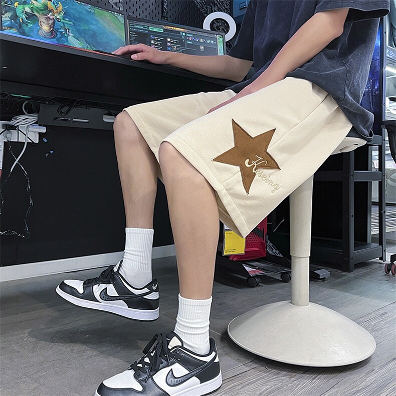 夏季休闲宽松五角星贴布短裤五分裤712-A406-P45,男装休闲裤,星座712