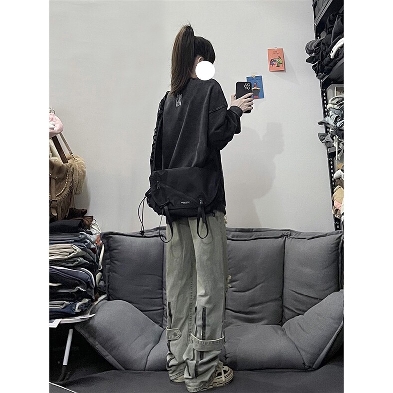 B221 美式ins高街暗黑系小众拉链直筒牛仔裤 LK23073-P65 控88图片