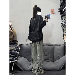 B221 美式ins高街暗黑系小众拉链直筒牛仔裤 LK23073-P65 控88图片
