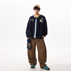 美式复古刺绣毛呢棒球服男女秋设计感情侣宽松夹克外套HHT12P70，男装夹克，星座1013-5