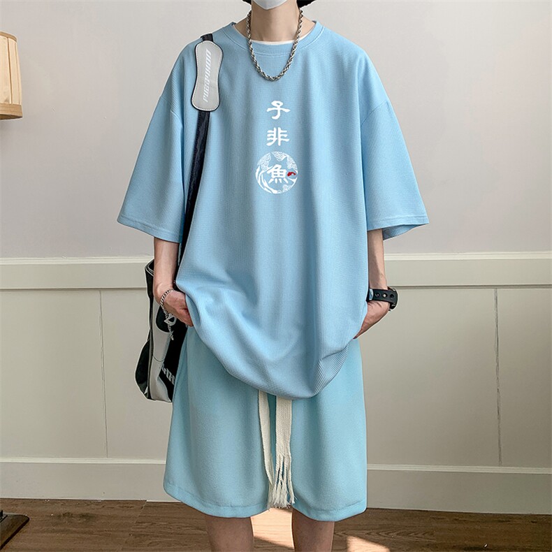 华夫格套装运动短袖t恤套装休闲两件套一套HZ84070-P44,男装T恤,电商A040