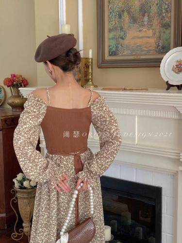 返单款碎花拼接毛织连衣裙，女装连衣裙，阔瑟