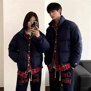 1506/Q2080/P76冬季新款美式潮牌假两件格子拼接棉服图片