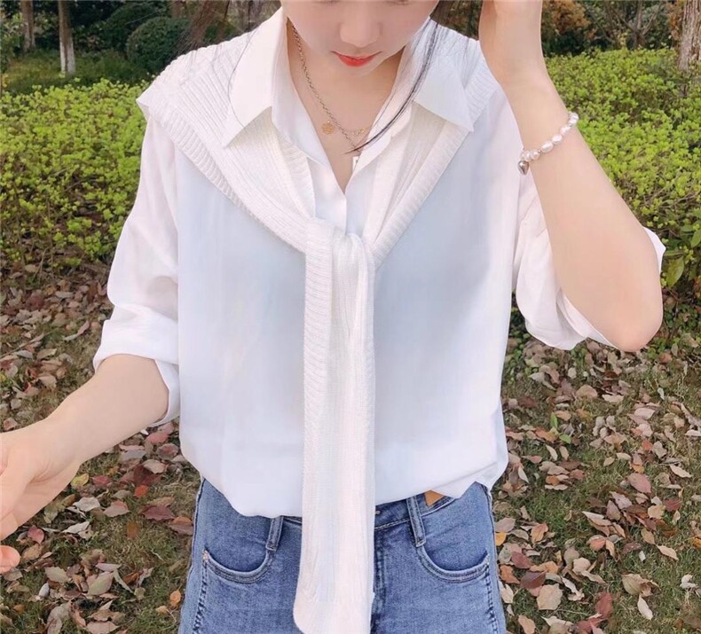 带披肩衬衫，女装衬衫，图澜朵