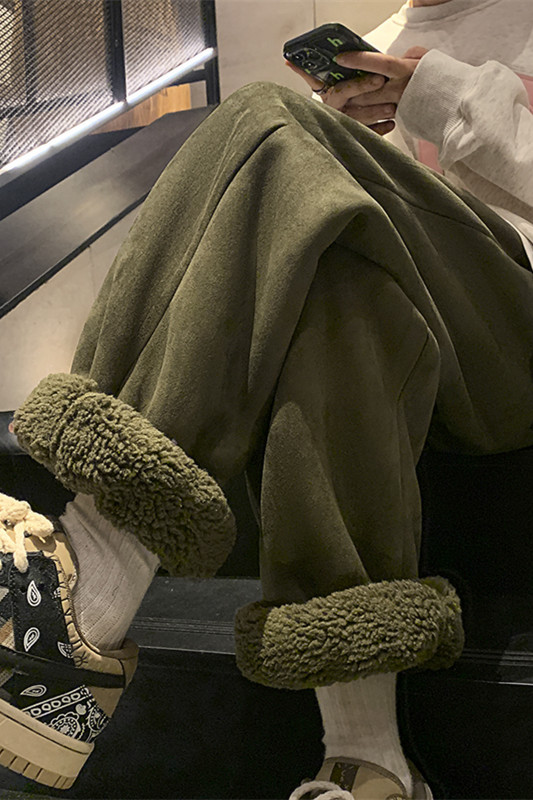 麂皮绒羊羔毛加绒加厚束脚卫裤大码M~5XLXZ604-KP87-P65控78,男装休闲裤,星座604