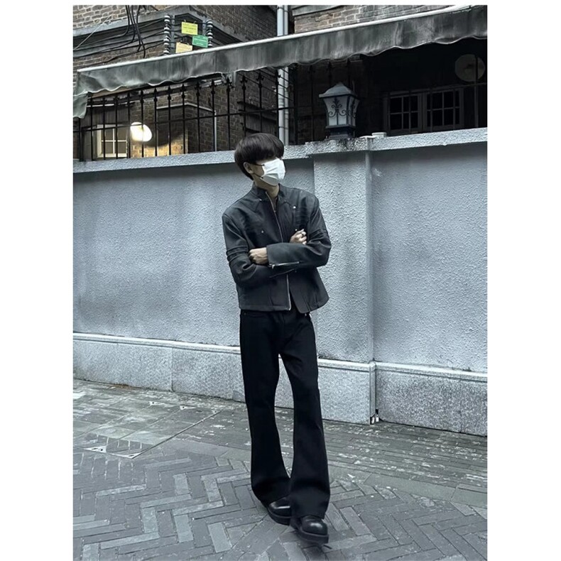 W10215-P38网图现货黑色牛仔裤显瘦修身直筒窄版弯刀微喇裤,男装牛仔裤,星座1608