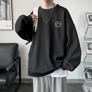 华夫格卫衣圆领卫衣男大码长袖t恤男外套HW76224-P30加绒款-P40,浪迹学员穿衣搭配图片