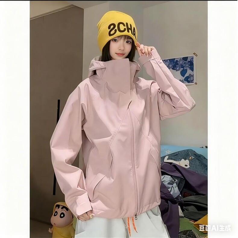 2025多巴胺连帽冲锋衣秋季时尚工装防水夹克户外运动外套7988-P58,男装夹克,星座1402-3