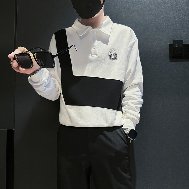 痞帅高级感拼接翻领男士卫衣外套社会小伙店主风301C-WY49P58控78,女装短外套,星座301C（原B323）