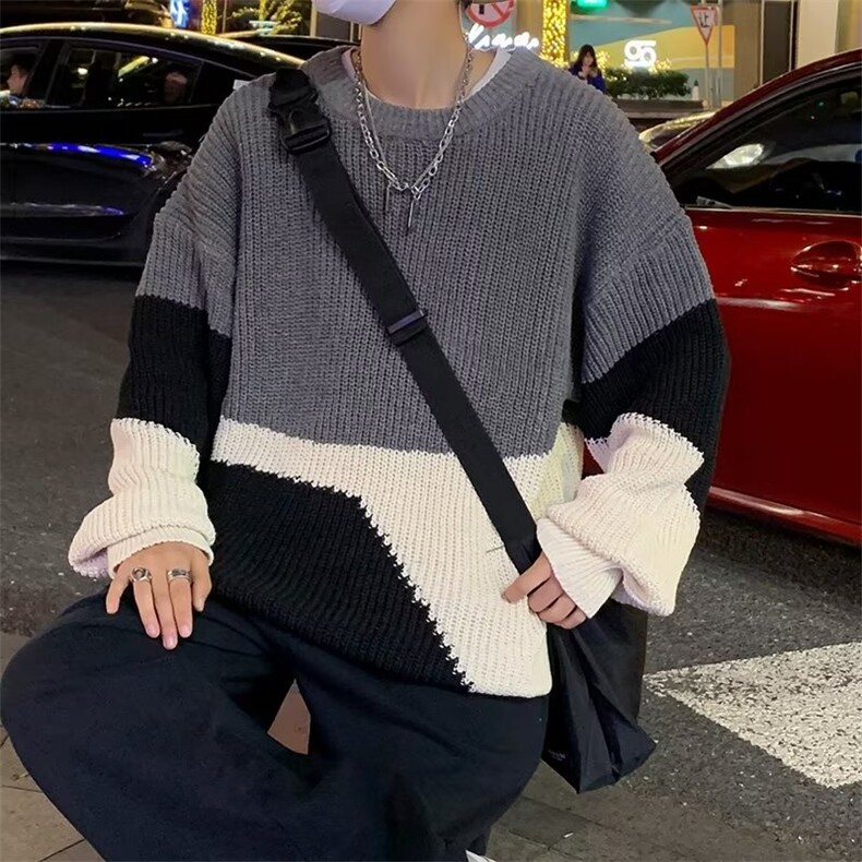 美式街头设计感圆领毛衣男慵懒风休闲针织衫M9971P40,男装针织衫/毛衣,星座1116-2