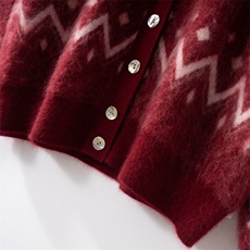 2025秋冬百搭时尚拉绒v领开衫纽扣羊绒衫，女装羊绒衫，戎叶云台