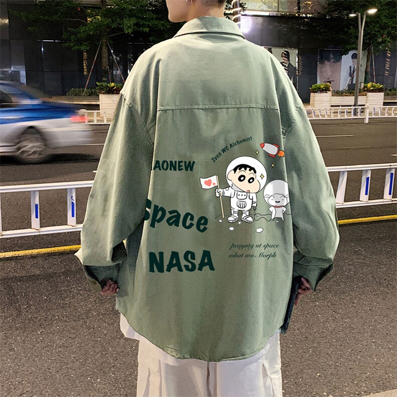春季长袖衬衫男宽松港风衬衣男外套男CSCS290-P35,男装衬衫,电商B371