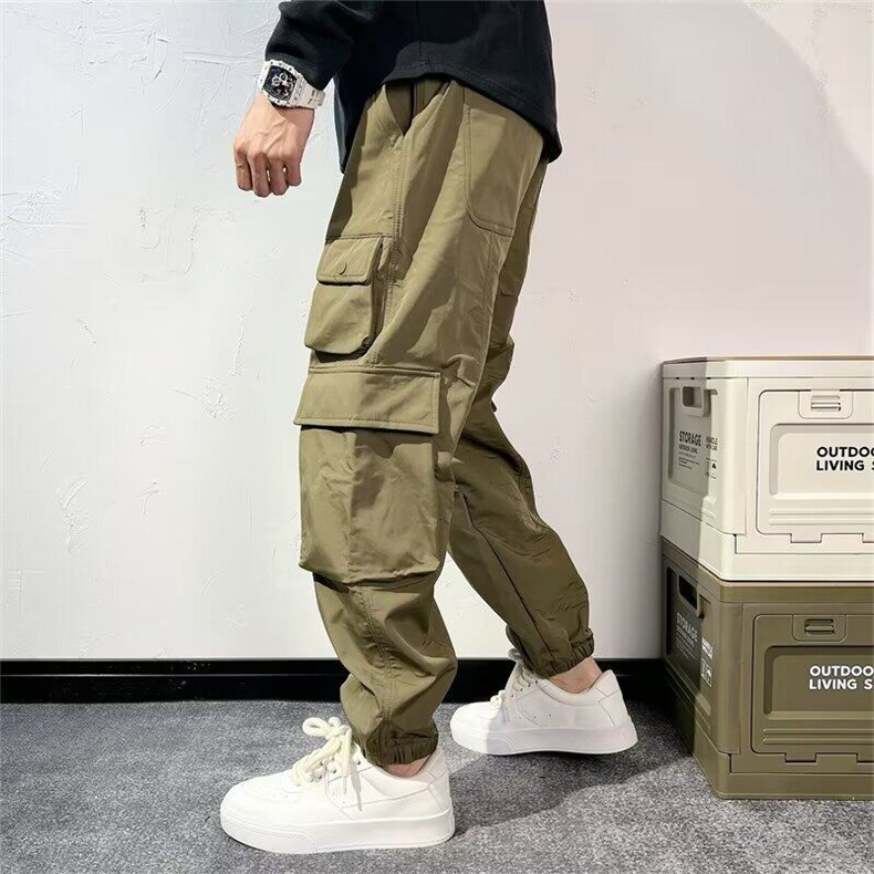 潮牌多口袋工装裤男士春秋季2024新款耐磨宽松束脚哈伦休闲男裤子,男装休闲裤,星座506A