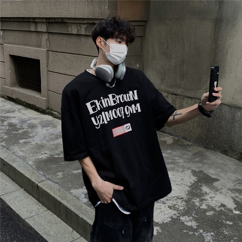 1港风字母印花设计潮大码M-5XL短袖T恤男DT77774P18块特价控38,男装T恤,星座226-2