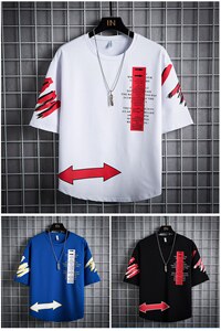 2024夏季新款ins男短袖t恤宽松韩版潮流体恤五分半袖DT08P30图片