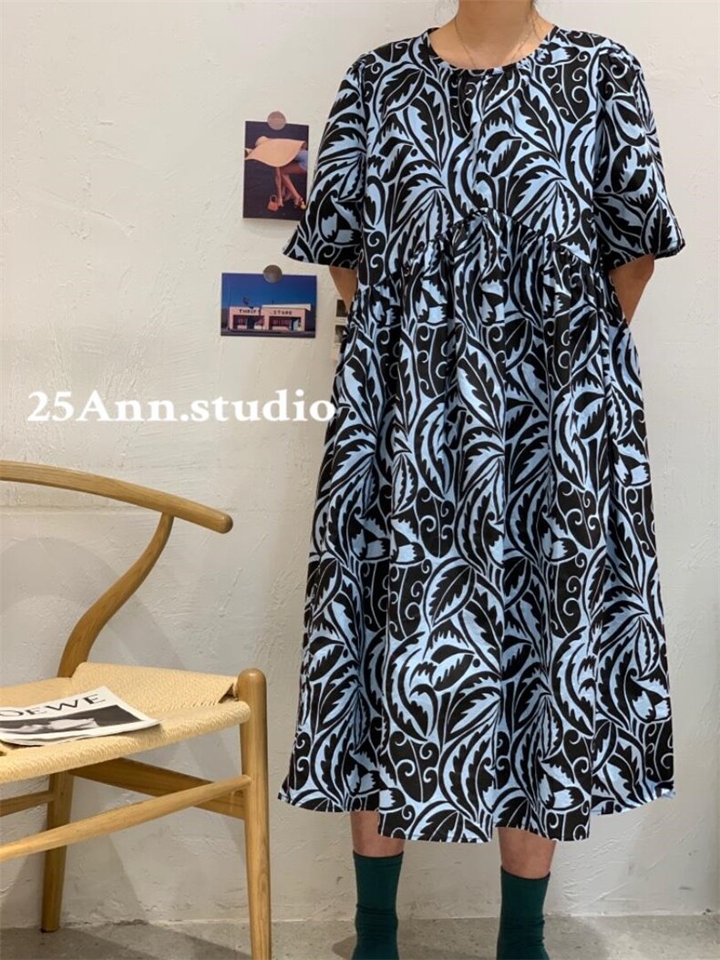 复古图腾连衣裙，女装连衣裙，25Ann·Studio