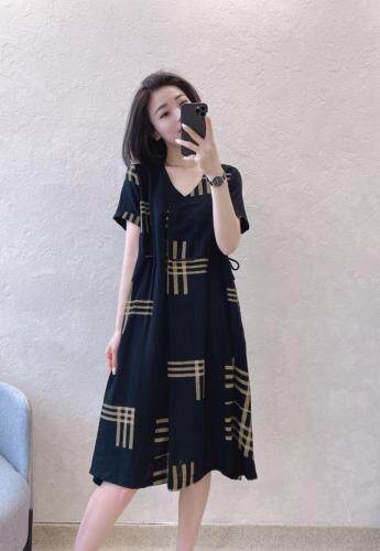天丝麻连衣裙，女装连衣裙，慕亿