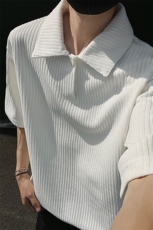 夏装2025新品300克重磅坑条翻领POLO衫男装夏季短袖T恤S403-特P38，男装T恤，电商A233-1