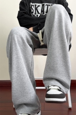 秋冬加绒潮牌直筒卫裤垂感阔腿宽松运动裤男士冬季加绒休闲长裤，男装休闲裤，星座1107-1