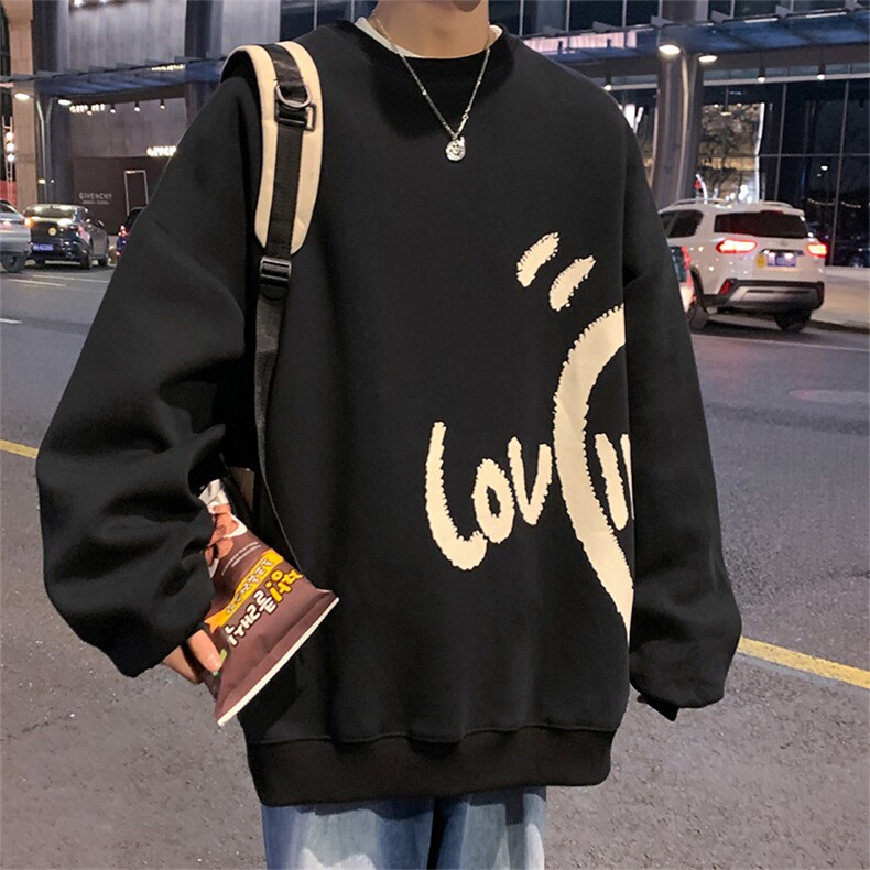 秋季新款潮牌字母印花连帽卫男休闲衣宽松套头衫22310-52控88图片