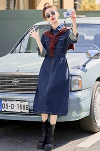 春季超好看披肩牛仔连衣裙长袖女款2025年新款时髦潮流高级感裙子图片