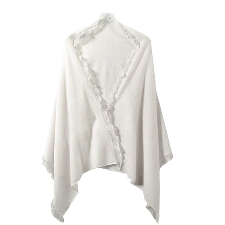 2025夏秋新款羊绒披肩女外搭100%纯山羊绒针织围巾空调房保暖披肩，披肩，珍珑羊绒