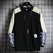 秋季新款潮流上衣圆领贴标袋鼠口袋宽松男士休闲卫衣CYWY8859-P30，男装卫衣，电商A128
