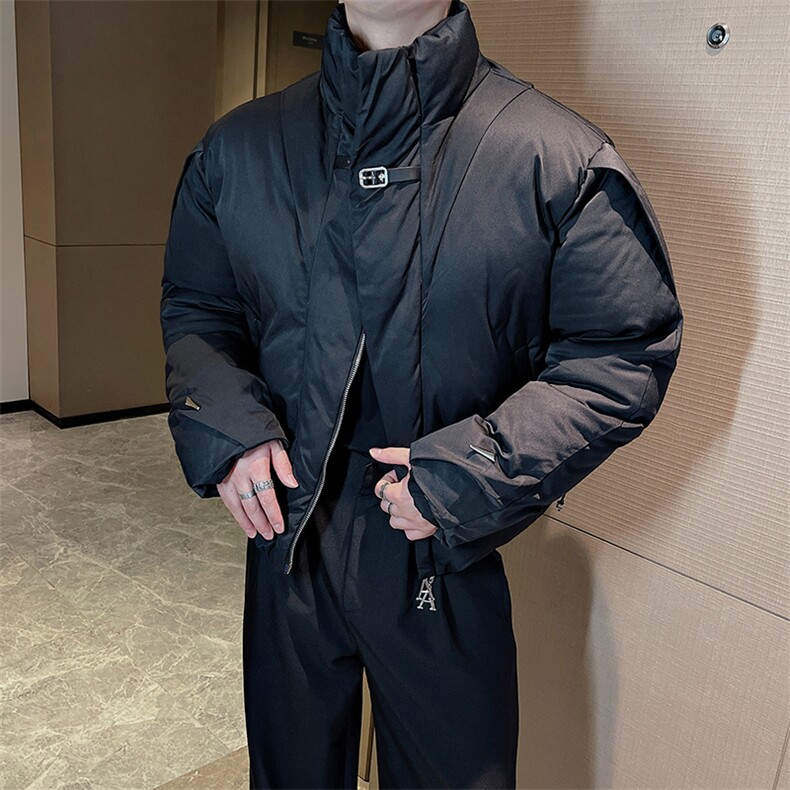 小众设计结构立领保暖棉服外套金属装饰简约高级加厚棉衣M131P158,男装棉衣,电商B267