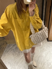 2025百搭时尚简约亚麻衬衫女夏季高端欧货宽松版衬衣，女装衬衫，湘姗