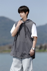 M-8XL特大码冰丝速干连帽背心男篮球运动无袖健身服坎肩TDX315P35，男装T恤，电商D206-1