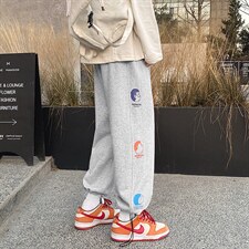 2023秋季新款宽松裤脚抽绳休闲长裤卡通印花运动裤K2108-P50图片